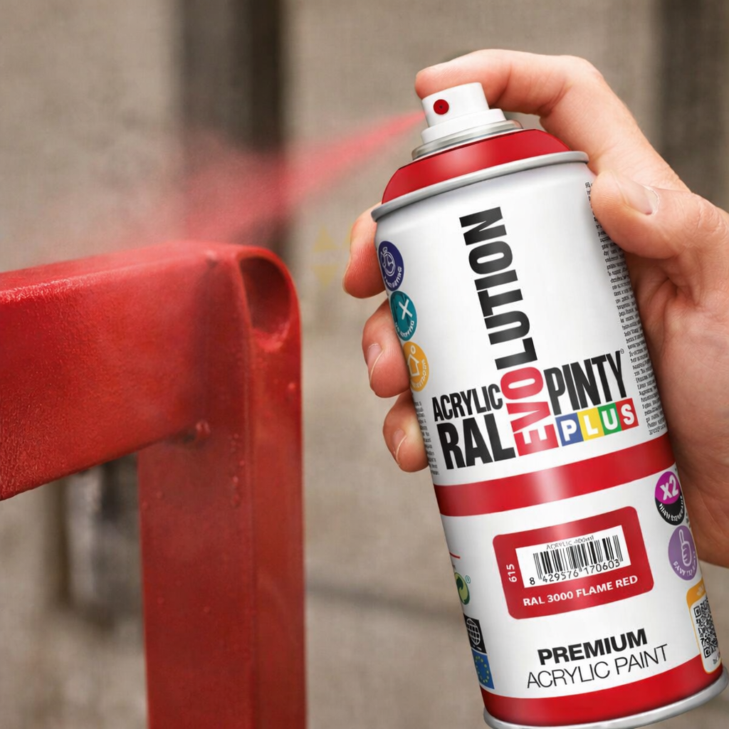 Lakier akrylowy w sprayu Pintyplus Evolution ACRYLIC | 400ml | RAL 3000 Flame Red